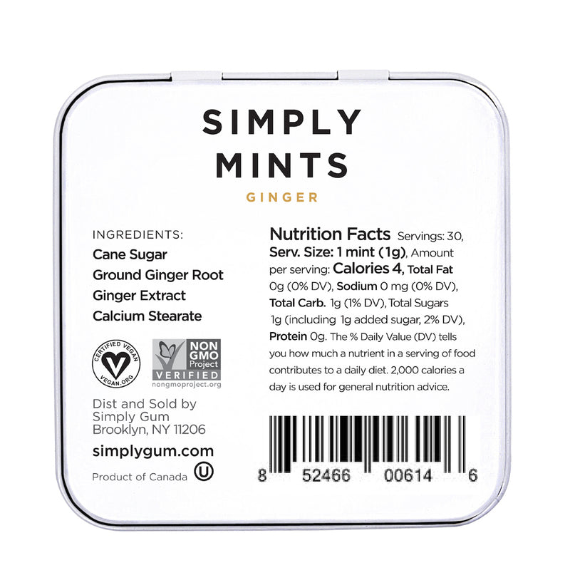Back of Ginger Simply Mints 