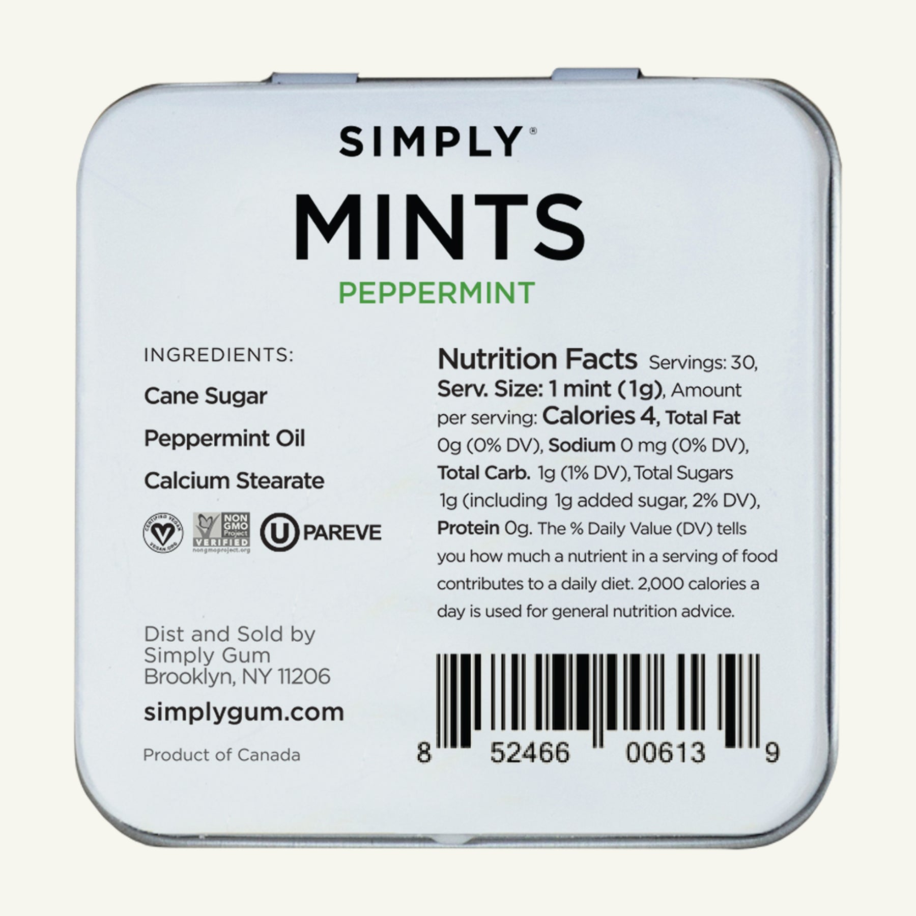 Simple Mints SIMPLY MINTS- PEPPERMINT - Simply Gum