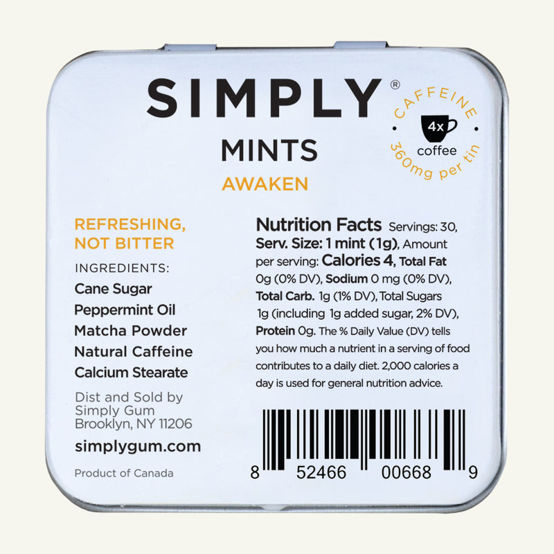 SIMPLY MINTS- AWAKEN (CAFFEINE) - Simply Gum