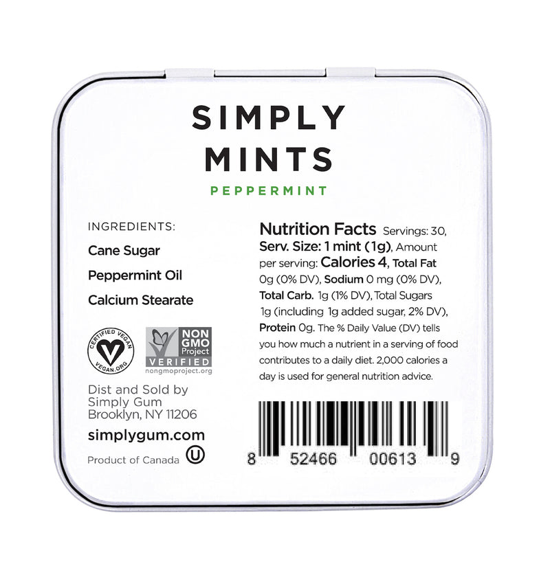 Back of Peppermint Mints