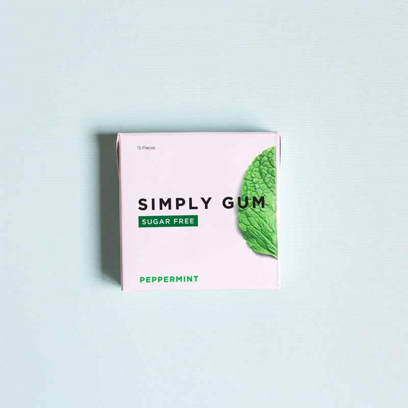 Pack of Sugar Free Peppermint Gum on table